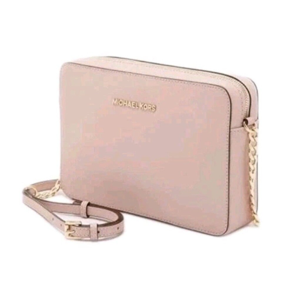 New Authentic Michael Kors Jet Set Large Blossom Blush Crossbody Bag Pale Pink